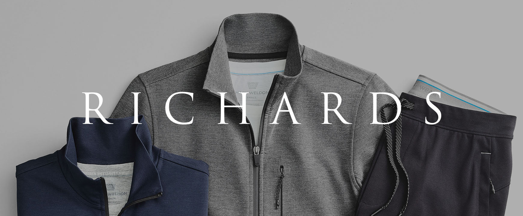 Jacket and sweatpant laid out with a "Richards" logo across the image